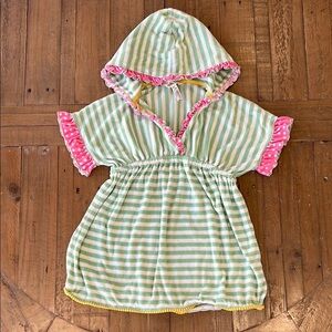 Matilda Jane Green and Pink Striped Kids Swim Coverup